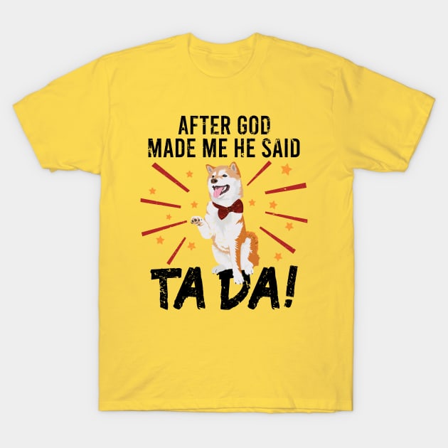 Ta~Da Funny Akita Inu Dog with Distressed TaDa Akita Paw Up T-Shirt by alcoshirts